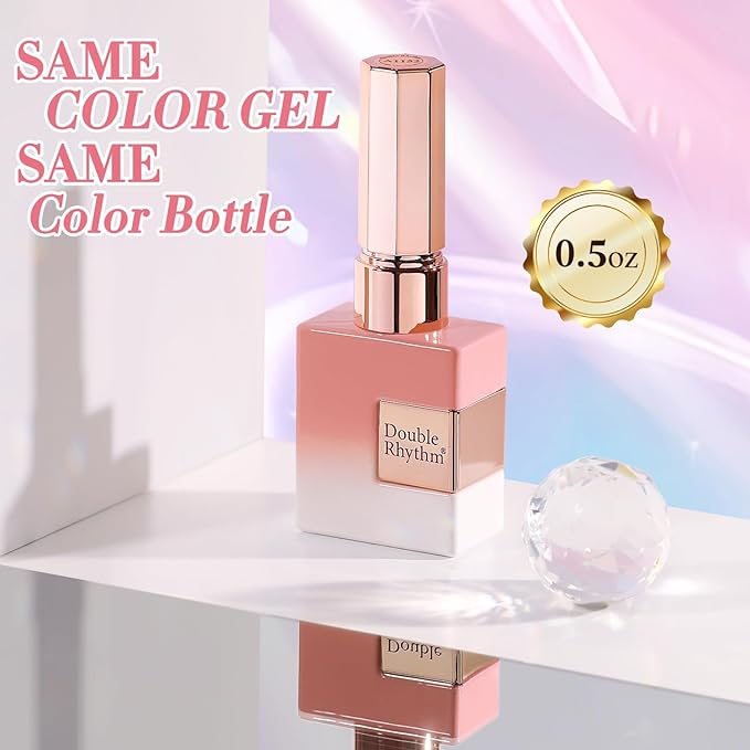Double Rhythm 0.5 Oz Cat Eye Gel Polish with Magnet Same Color Same Bottle Holographic Glitter Shimmer Translucent Color Salon 15 ML Magnetic Nail Art (Coral Pink-MC1152)