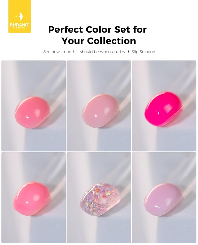 BURANO Poly Extension Gel Nail Kit, 6 Colors Nail Poly Nails Builder Gel Set for Beginner & Professional Using, DIY Starter Kit Nail Art Gift (04 Pink Glitter)