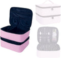 Nail Polish Organizer, Handheld Double Layer Organizer Holds 30 Bottles (15 ml/0.5 floz) with Adjustable Dividers for Nail Polish Small Manicure Lamp Manicure Tools Essential and Travel,Pink