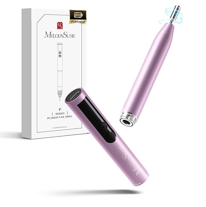 MelodySusie PocketNail Pen-Shaped Cordless Modular Nail Drill, PC100GR 20000RPM Slim Portable Rechargeable Electric File for Manicure Pedicure Nail Care, Shaping & Gel Removal at Home for Beginners
