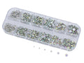 Over 2100 Pieces Crystal AB Flat Back Glass Rhinestones Crystals for Nail Art Kit 6 Sizes (1.4mm - 4.8mm)