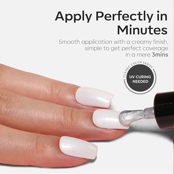 modelones Shine White Gel Nail Polish, 15ML Glitter Pearl White Gel Polish Iridescent Shimmer Nail Gel Polish Soak Off Led Whiter Nail Polish DIY Home Salon Nail Art Manicure Gift for Women Girls