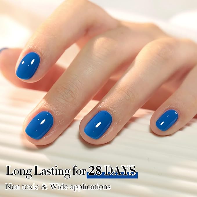 Double Rhythm 0.50 OZ Gel Polish Hema Free Same Color Same Bottle Golden Round Translucent Neutral Natural Milky 15 ML Jelly UV Polish Art DIY at Home (Dark Blue-C1335)