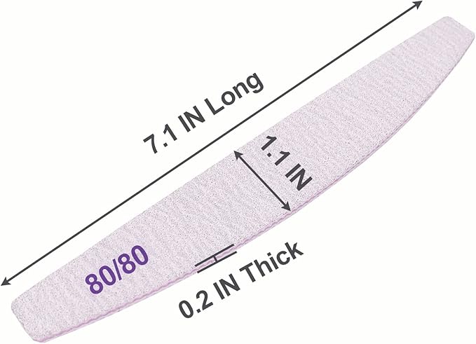 80/80 Grit Nail Files (50 Pack), Emery Boards for Acrylic Nails and Gel Nails, Coarse Nail File Double Sided 80 Grits Emory Professional Nail Filers Reusable Washable Manicure Curved Gray Bulk