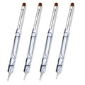 4pcs French Gel Nail Art Brush Acrylic Two Way Nail Art Brush with Dotting Professional Manicure Tool for Manicure Cuticle Clean up Detailed Designs Nails Dotting Pen (10#, 12#, 14#, 16#)