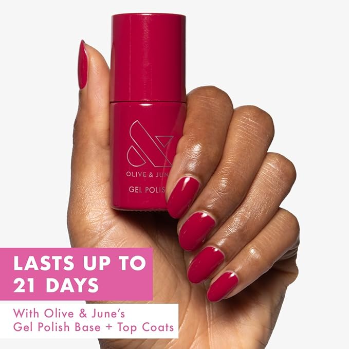 Olive & June Gel Polish | UV LED Nail Lamp Needed | Long Lasting Formula | Up to 21 Days of Wear | Damage-Free Removal | Salon-Quality Manicure, Pedicure at Home | Berry | JG