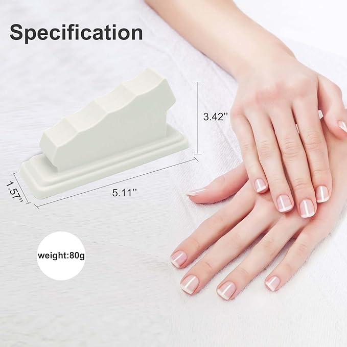 Nail Stand Art Cushion – Silicone Hand Rest with Finger Separators, for Manicure at Home or Salon, Anti-skid Design for Comfortable Fingernail Painting (Grey)