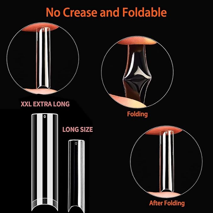 UNA GELLA Nail Tips Square XXL Tips 120 PCS No C Curve Gel Tips Extra Long Square Straight Nails Half Fake Nail Tips No Trace for Acrylic Nails Tips for Home DIY with Box