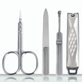 Guowall 4pcs Nail Clipper File Multipurpose Scissors Cuticle Removal Fork Manicure Set Personal Beauty Care Tools Manicure Set with Metal Storage Box