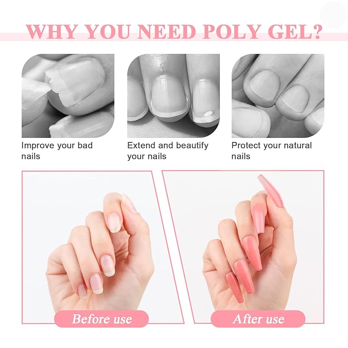 SAVILAND Ultimate Poly Gel Nail Duo: 20-Color Collection + 100g Clear Extension Gel Kit with Slip Solution Prep (Salon-Grade DIY Manicure Set for Nail Art & Extensions)