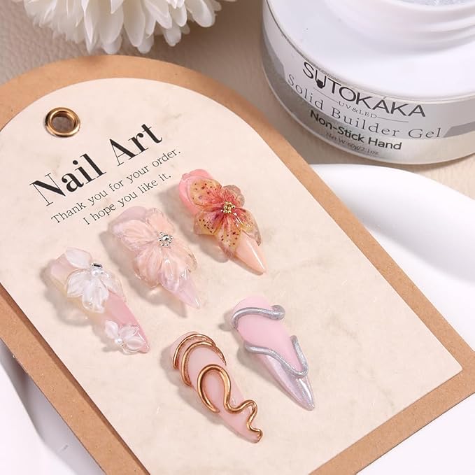 Solid Builder Gel for Nails, 60g Large Capacity Clear Non-Sticky Hand 3D Sculpting Modeling Carving Hard Gel Nail Extension Glue for Manicure Salon UV Home DIY