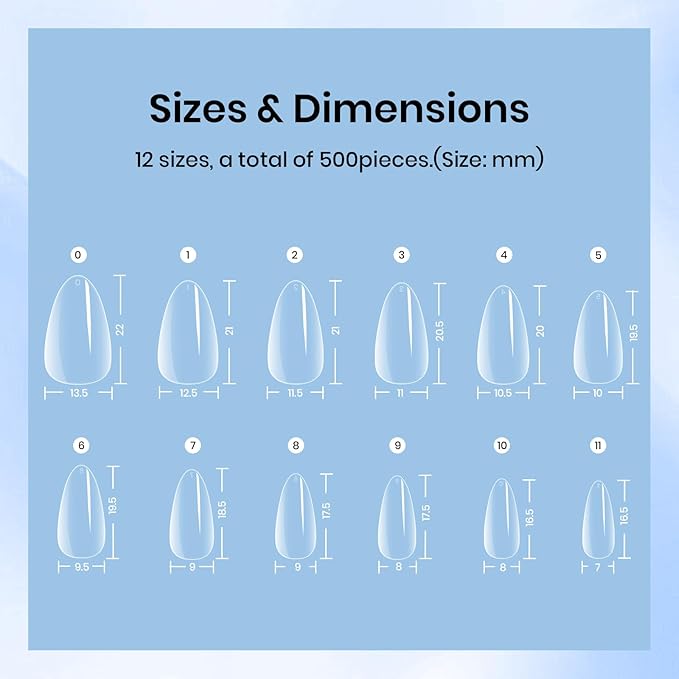 Beetles Gel Nail Kit 504Pcs Short Almond Gel Nail Tips with 9 in 1 Nail Glue Nail Extension Set Uv Led Lamp Acrylic False Tips Kit DIY Nails Art Gifts for Women