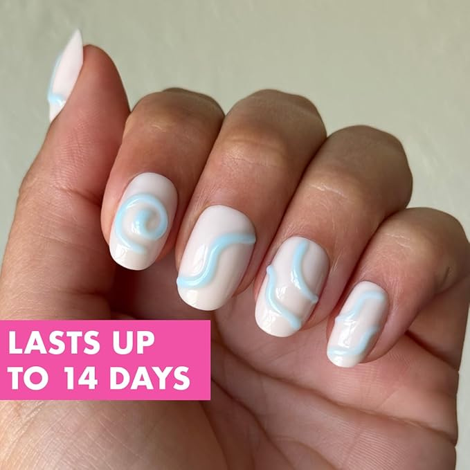 Olive & June Maximalist Instant Mani Press-On Nails (Glue) | 42 Fake Nails, 21 Sizes | Non-Toxic, Long-Lasting Big, Bold Gorgeous Realistic Look | Salon-Quality at Home | Short, Round | Puffy Swirls