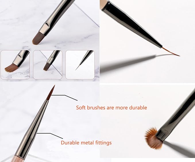 MIKOWEN 9PCS Nail Art Brushes Nail Art Tool Set Striping for Long Lines Nail Drawing Pen For Nail Design Brushes for Gel Polish Clean Up Brushes 3D Nail Art Decorations for DIY Manicure, Brown