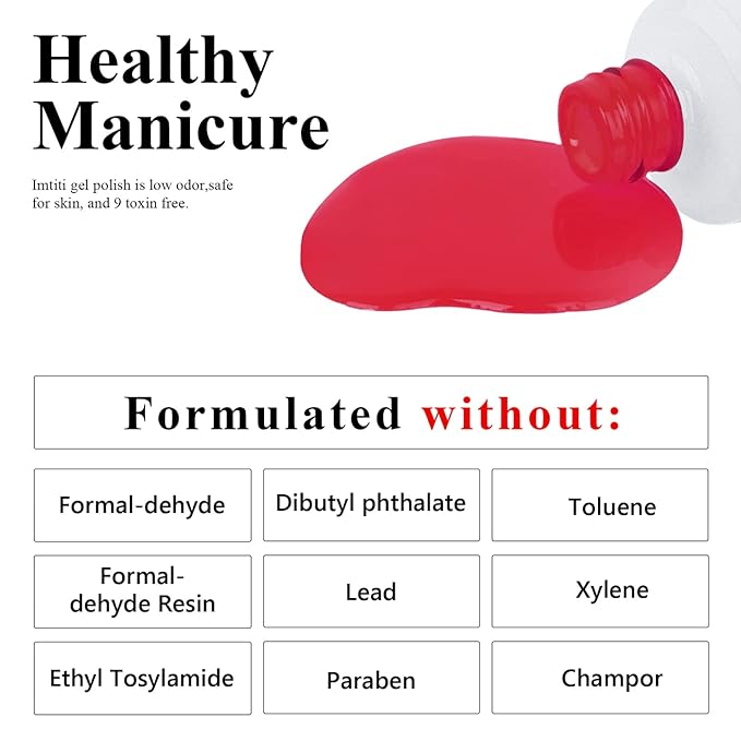 Imtiti Rose Red Gel Nail Polish, 1 pcs 0.5 Fl Oz, Soak Off, Non-Toxic, Toxin-Free, Glossy, Women's Nail Art Starter Kit