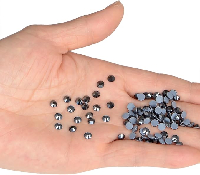 NCB 2880pcs Hotfix Rhinestones, Flatback Crystal Rhinestones for Crafts Clothes DIY Decoration (Hematite Black, SS8 2.4mm)