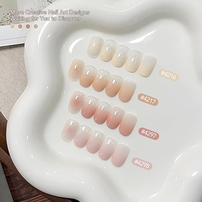 GAOY Ombre Gel Nail Polish Kit, 4 Colors UV LED Painting Gel with Sponges, Long-lasting Soak Off Pigmented Colors, Beginner Friendly Gradient & Aura Nail Art Set for Home & Salon Use, Dawn Veil