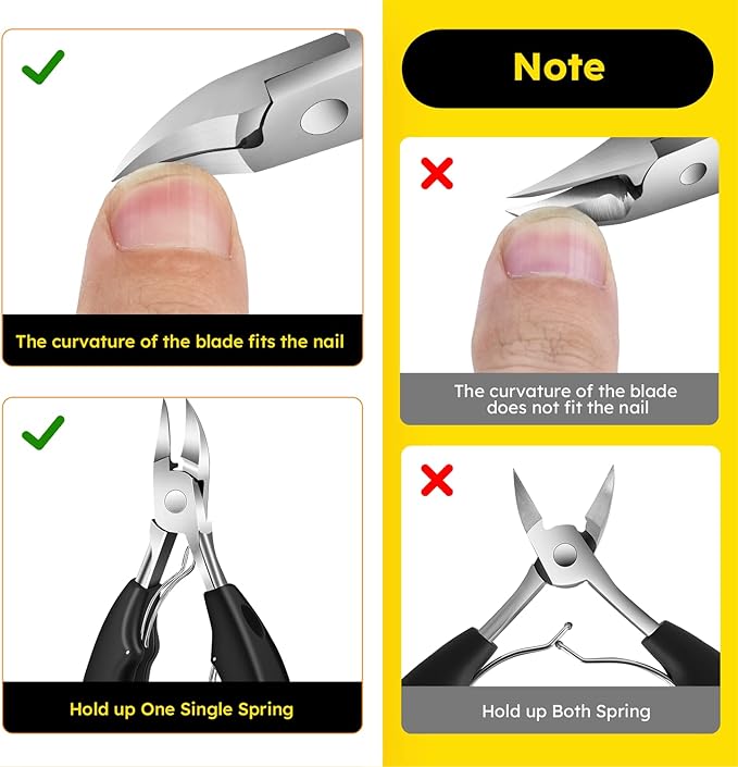 Nail Clippers for Seniors, Heavy Duty Ingrown Toenail Clippers with Long Handle, Woodpecker Angled Head Toe Nail Clippers and Slanted Nail Cutter for Thick Nail for Men Women Pregnant Elderly 6Pcs