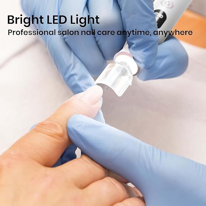 Electric Nail File Drill, Nail Drill with LCD & Lamp, Long-Lasting Thick Toenail Grind, Rechargeable & Cordless Toe Nail Filer Tools for Manicure and Pedicure, Gifts for Women and Men