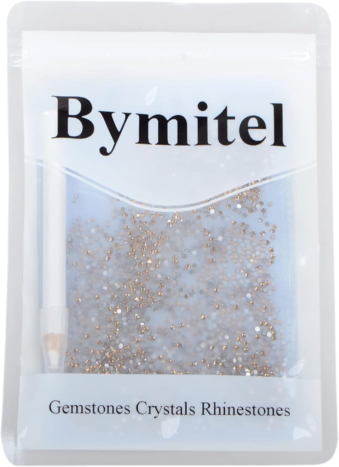 2880PCS Art Nail Rhinestones Non Hotfix Glue Fix Round Crystals Glass Flatback for DIY Jewelry Making with one Picking Pen (ss4 2880pcs, Lt. Peach)