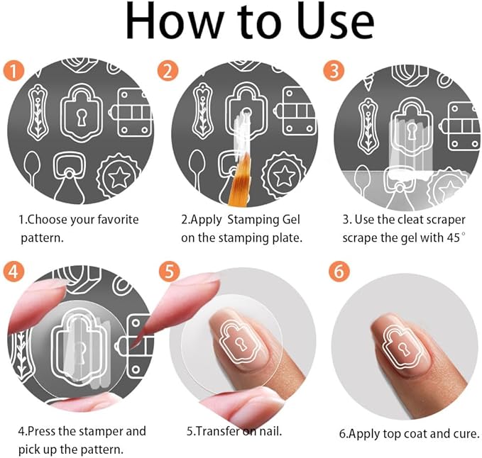 PH PandaHall 3pcs Ironware Nail Stamping Plate Industrial Style Nail Art Templates Pliers Screw Nails Image Plates Key Gear Nails Art Stencils Nail Stamper Kit for Women Print Manicures Salon