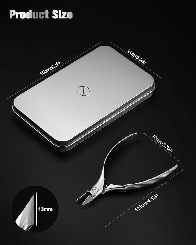 FERYES Full Jaw Cuticle Trimmer - Heavy Duty Nail Cuticle Cutter Clipper with Built-in Spring - Precision Cuticle Remover Tool for Perfect Nails