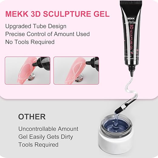 MEKK 3D Nail Gel,15g Sculpting Gel for Nail Art,No Wipe Clear Glue Designs,Molding,and Decoration,Nail Art Glue for Building,Carving,and Creating Intricate DIY