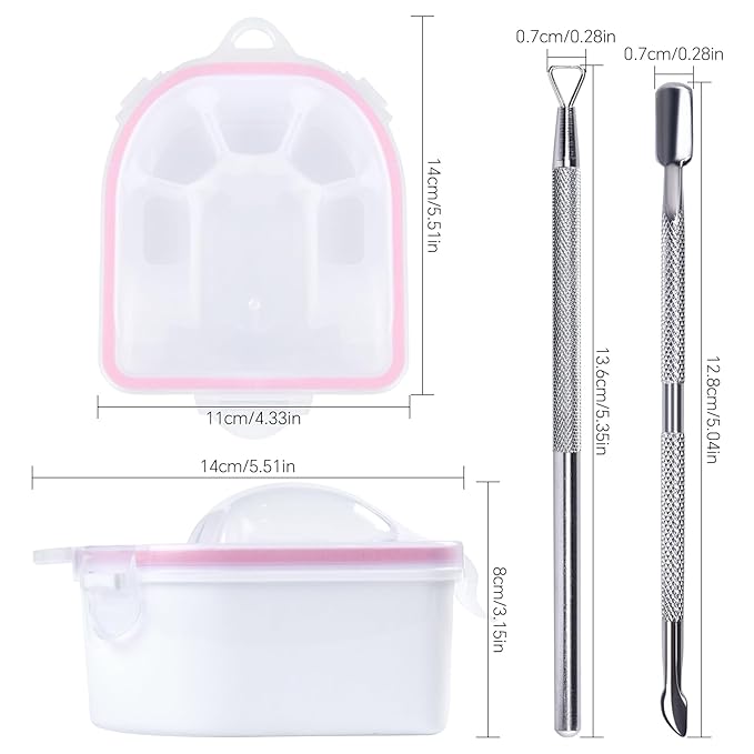 2 PCS Nail Soaking Bowl Nail Soak Off Bowl Acrylic Nail Remover Tool Acetone Nail Polish Remover Bowl Nail Soaker Tray Manicure Tool (4, blue pink)