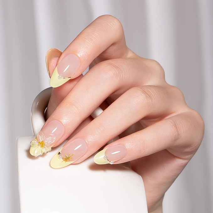 MAYCHAO Creamy Yellow Swirl Gel Liner Nail Art Polish, 8ml Spring Summer Pastel Maize Yellow Gel Color Built-in Thin Brush, UV Light Cure for French Nail Tips DIY Manicure at Home Salon