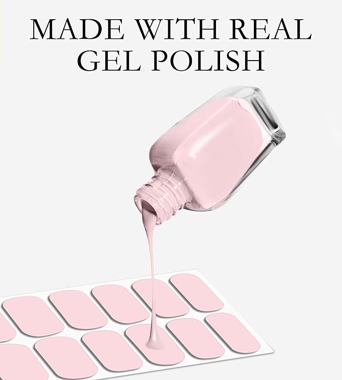 Nail Polish Strips, 32PCS Salon Quality Wraps, Long Lasting Gel Nail Stickers for Women Easy Apply& Remove (Rose Pink)