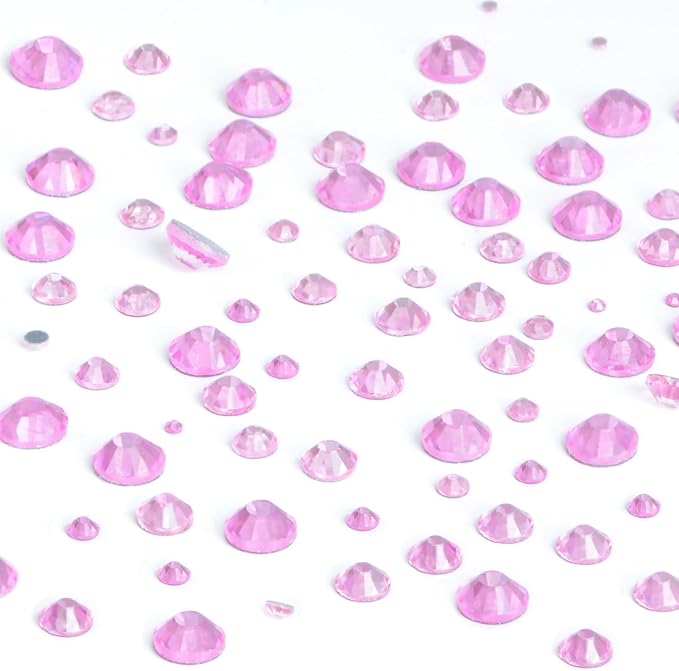 NCB Hotfix Iron on 8000pcs Crystal Rhinestones Round Gem for Crafts Decoration DIY Jewelry Making with a Tweezers and 2 Picking pens (Lt. Rose, 6Sizes SS4-SS30)