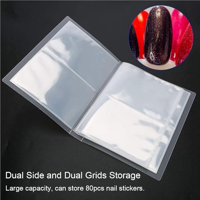 20Pages/80Slots Nail Stamping Plate Holder Case Nail Sticker Decal Collecting Albums Storage Holder Nail Art Display Showing Book Cont Stamp Bag Organizer