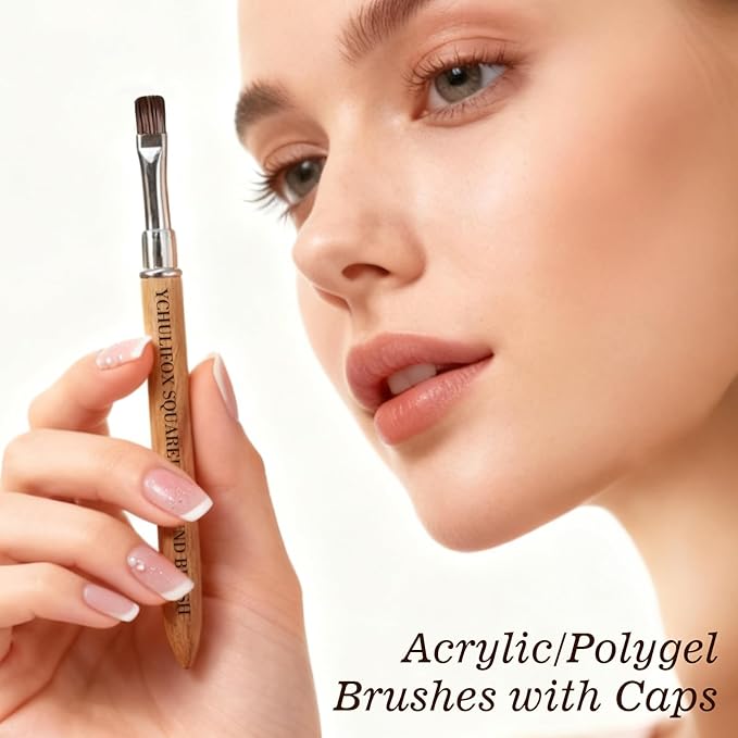 3pcs French Tip Nail Brushes for Polygel & Builder Gel, Professional Nail Design Tools for Sculpting,Filling,Nail Extensions & Art in Home Salon Use.