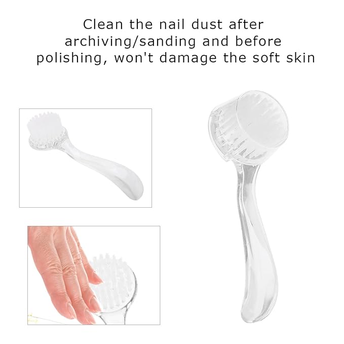 Soft Nail Brush, 5 PCS Nail Dust Brush, Nail Brush for Cleaning Fingernails, Fine Handle Grip Fingernail Brush Manicure Brush with Cover, Nails Tool for Toe and Fingernail