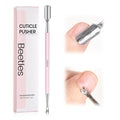 Beetles Cuticle Pusher Dual Ended Cuticle Remover with Round End Push Back Cuticles Fork End Remove Lifted Cuticles Nail Prep Tool Stainless Steel Pink Two in One Dead Skin Nail Scraper