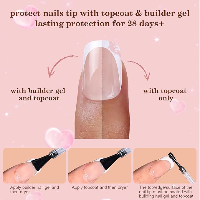 Red French Tip Press on Nails, 150pcs Soft Short Square French Gel Nail Tips in 15Sizes, Pre-lasting Soak Off Acrylic Fake Nails, No Need to File False Nail Tips Extension for Women Nails