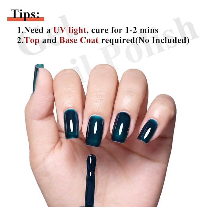 Imtiti Aegean Blue Gel Nail Polish, 10ml Translucent Blue Green gel nail polish Color Soak Off Gel Polish Nail Art Manicure Salon DIY Nail Lamp Gel Nail Design Christmas Halloween Decoration 1 Pcs