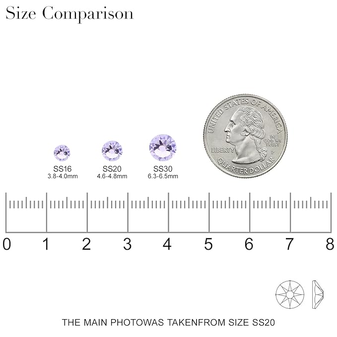 Novani Crystal Amethyst Rhinestones 288pcs Flat Back Round Rhinestone Style 2088 Sparkly Crystal Gemstones for Nail Art and Crafting SS30,6.4-6.6mm