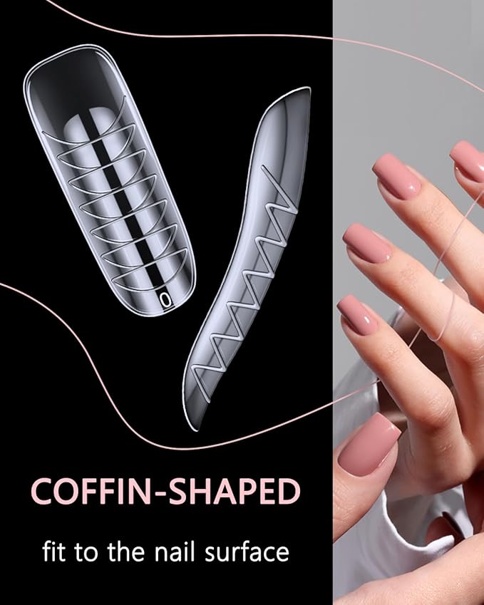 144 Pcs Nail Forms, MORGLES 2 Sizes Poly Extension Gel Dual Forms, Coffin Nails Extension with Stiletto Shape Molds, 10 Pcs Clips with Files for Home & Salon
