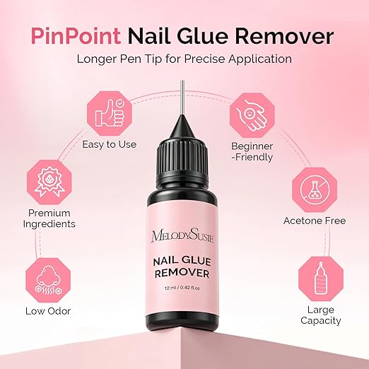 MelodySusie 2PCS Nail Glue Remover for Press on Nails, Acetone Free Nail Polish Remover Multi-Functional Liquid for Removing Glue from Nail Tips Full Cover Nails for Home and Salon Use