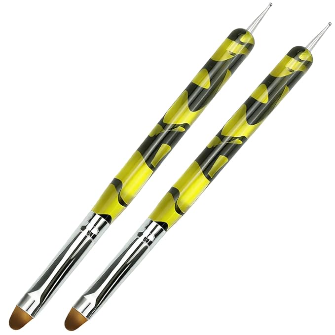 2pcs French Tip Brush 2-Way French Brush Nail Clean Up Brush Tip Tool Gel Nail Art Brush Professional Manicure Too for Professional Manicure Nails Art Design