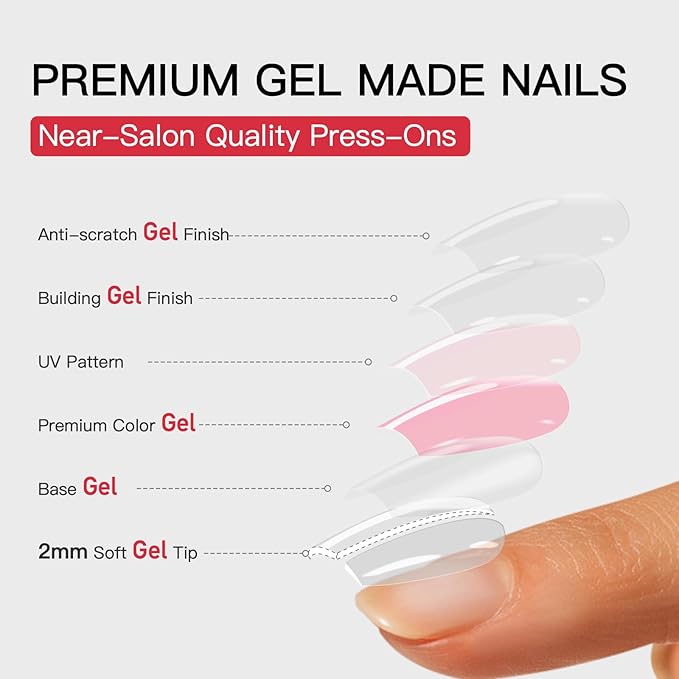 Curvlife Press On Nails – 30PCS Full Cover False Natural Fit Soft Gel Fake Nails Tips, Easy to Apply at Home Glue On False Nails Kit (White Snowflake Nails, Short)