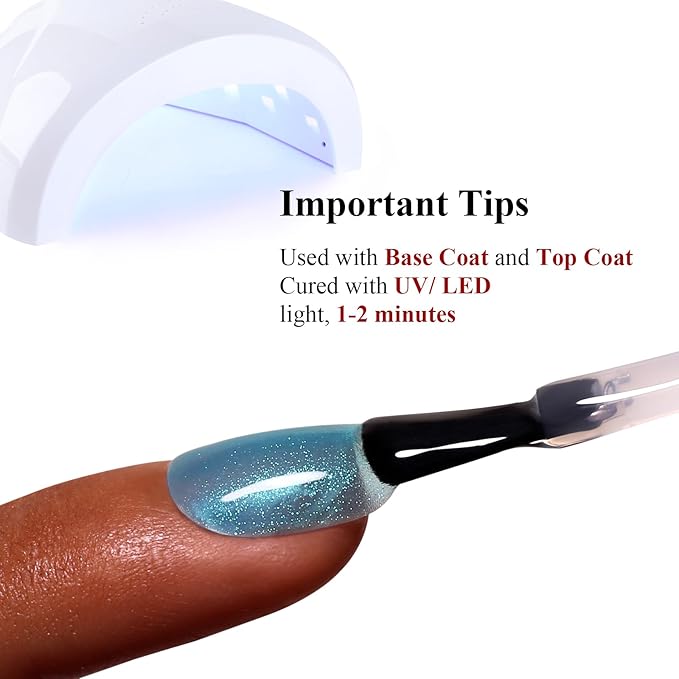 Clear Blue Iridescent Glitter Gel Nail Polish - Sparkle Shimmer Summer Rainbow Soak Off LED UV Gel Nail Polish for Art DIY Manicure 15ML