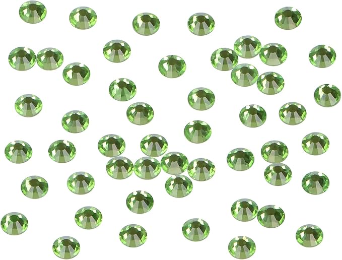 2880PCS Art Nail Rhinestones Non Hotfix Glue Fix Round Crystals Glass Flatback for DIY Jewelry Making with one Picking Pen (ss10 2880pcs, Peridot)