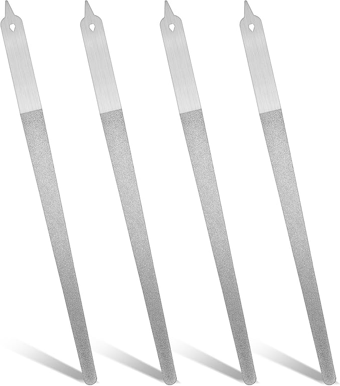 4PCS Diamond Deb Nail File,8 in Double-Sided Metal Nail File Men, Pointed Diamond Deb Nails Files, Suitable for Manicure, Pedicure, Salon Home Use, Silver