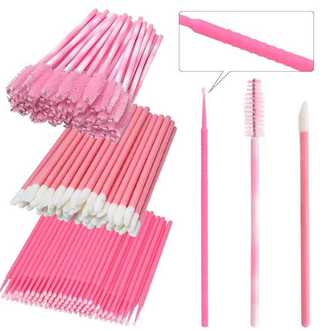 300 Pack Disposable Spoolies Brushes Sets Mascara Wand Lip Brushes Cotton Swab for Eyebrow Eyelash Extension Tattoo Lipstick Applicator