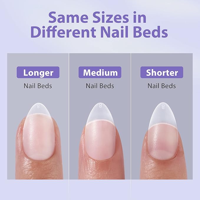 BTArtbox Short Almond Nail Tips - Natural Short Fake Nails with Tip Primer Full Cover, Stronger Nail Adhesion, Clear Soft Gel Nail Tips for Nail Extensions DIY Art