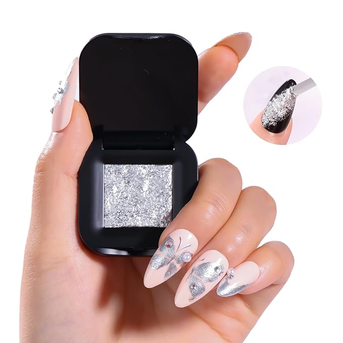 Makartt 3D Sculpting Gel for Nail Art: No Wipe UV Texture Gel, 5g Silver Fairy Aurora Powder Glitter Mud for Nails & Charms