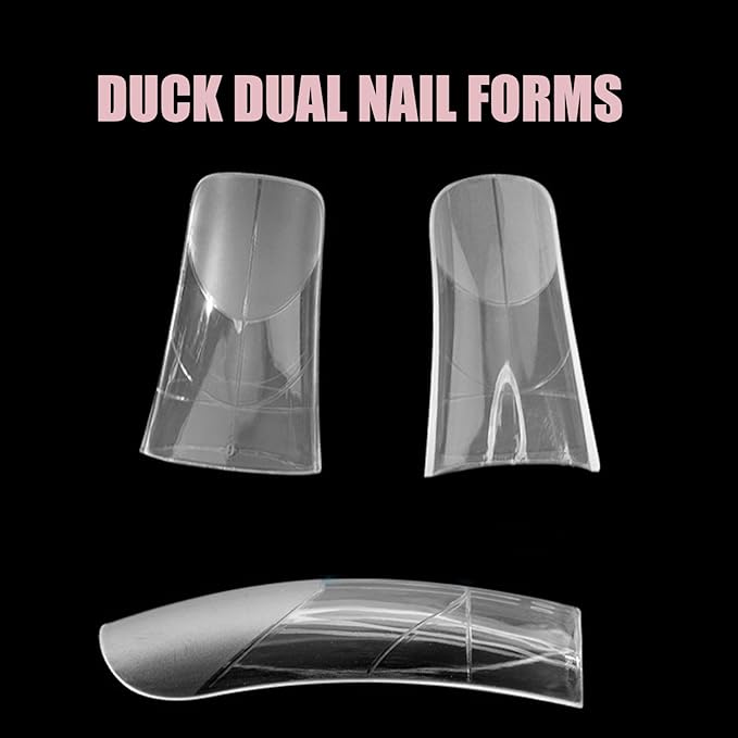Duck Nail Forms for Poly Gel Reusable 240 Pcs Full Cover Molds for Builder Gel French Tip Acrylic Nails, Nail Art Design Molds for Manicure Salon & DIY at Home 12 sizes