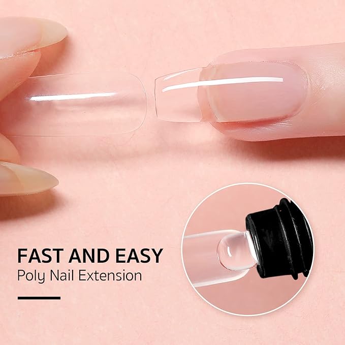 GAOY Poly Gel Nail Kit with U V Light Starter Kit, 6 Colors Nude Pink Black Builder Gel Extension for Beginners with Everything Nail Art DIY at Home